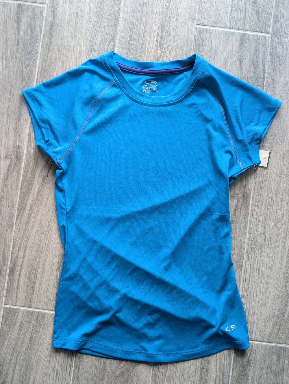 NWT C9 Champion Women's Double Dry Heather Blue Athletic Workout Fitness Tee XS